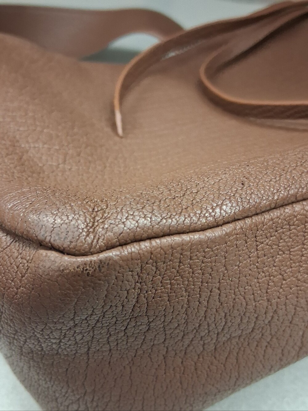 ALL SAINTS VINCENT PEBBLED LEATHER DOUBLE ZIP CROSSBODY HANDBAG BROWN TAN GUC - Picture 12 of 15